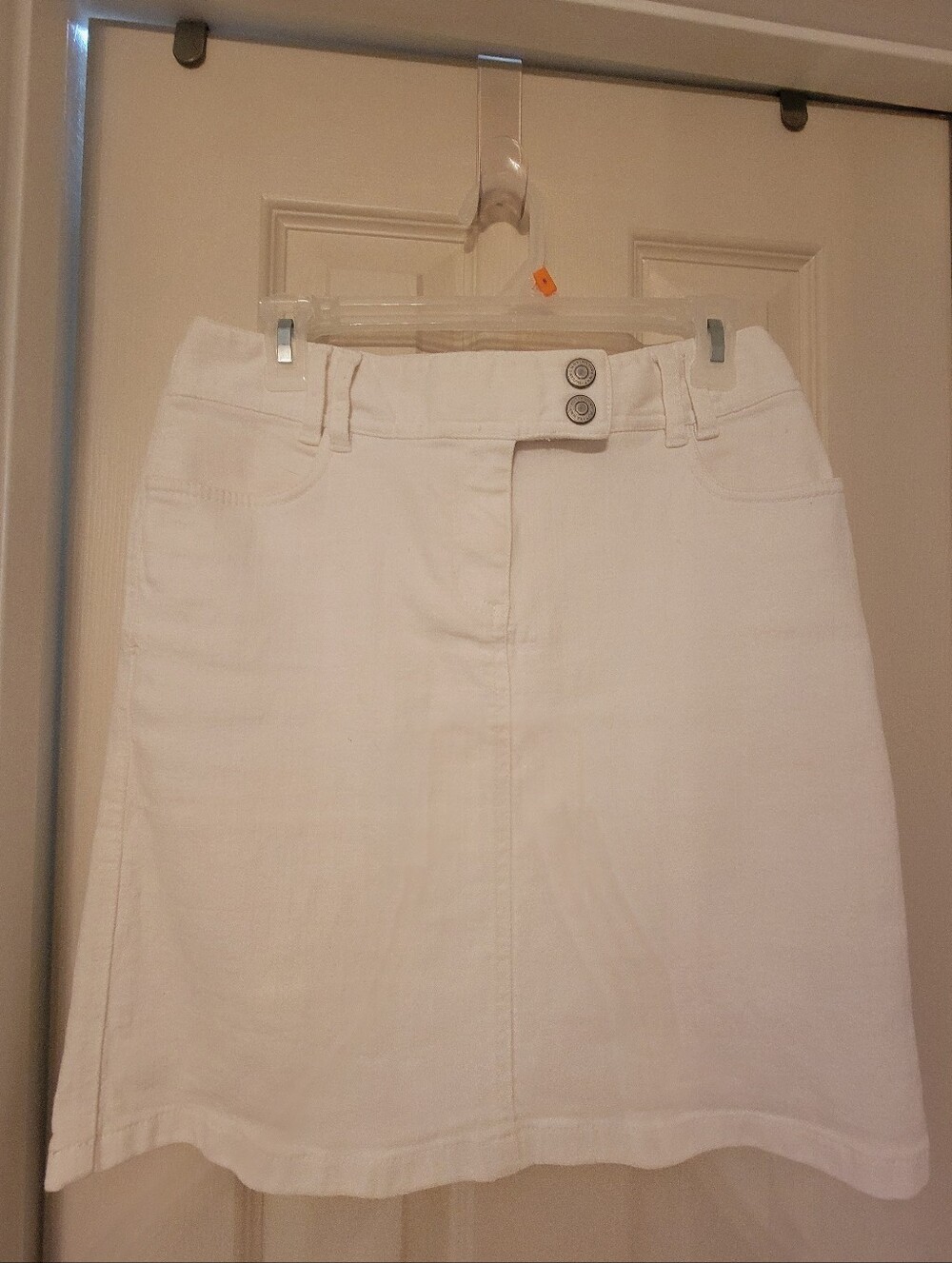 Ann Taylor Classic White Denim Skirt